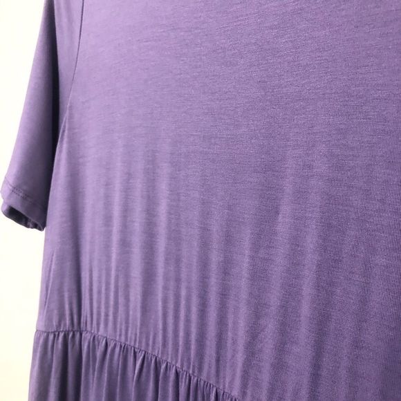 ASOS tiered smock t-shirt midi maxi cotton boho dress purple ash short sleeve -6 - Picture 8 of 16